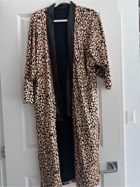 GigiMoll Leopard Print Sequence Kimono Robe